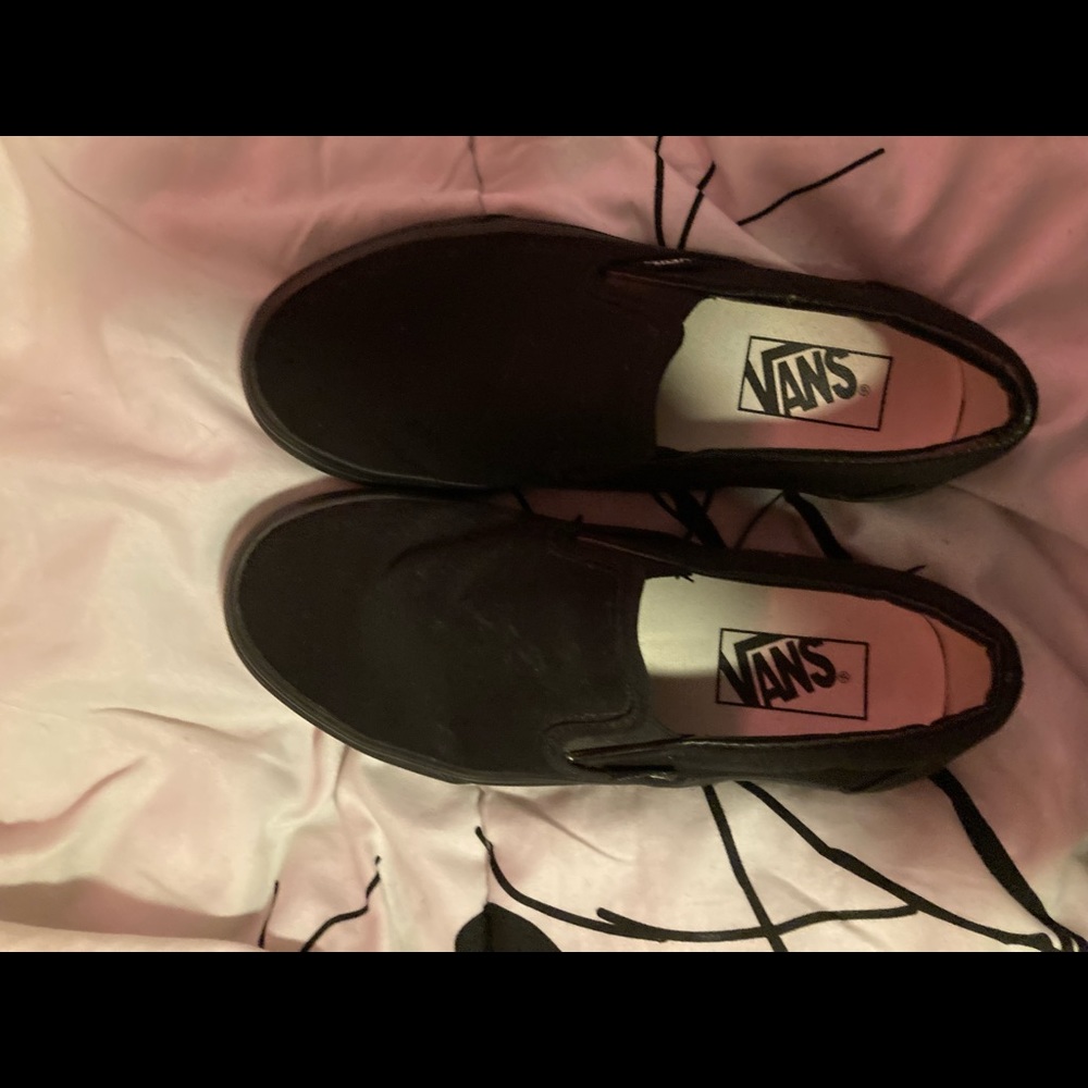 All black slip on vans Woman size 6